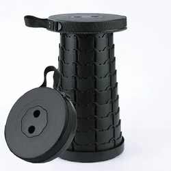 Compact and Colorful Portable Folding Stool for Travel and Outdoor Use (Black)
