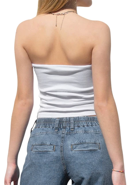 여성의 매력을 돋보이게 하는 섹시하고 편안한 기본 스트랩리스 튜브 탑