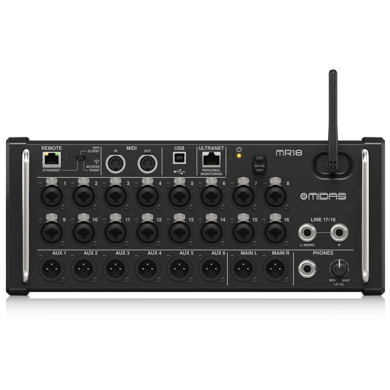 

Midas MR18 Mixer 18 Input Channels Support USB Sound Card Multi-Track Recorder Rack Type Digital Mixer Sound Console