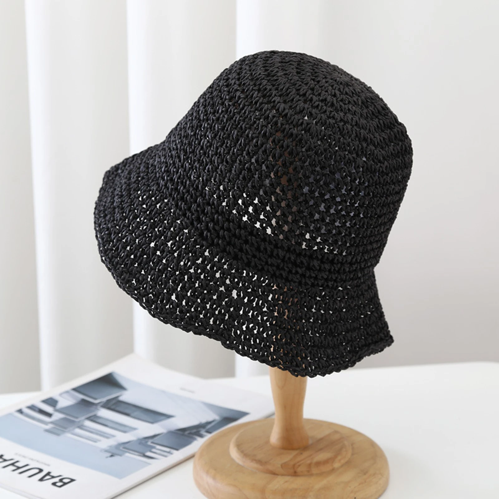 Cappello da sole da donna, cappello di paglia a tesa larga, anti-UV, parasole, adatto per attività all'aperto, cappelli da viaggio e da spiaggia, regalo_voghion.com