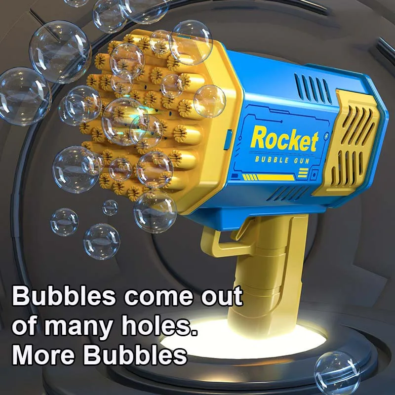 New 40 Holes Electric Rocket Bubble Gun Toy Bubbles Machine Automatic Soap Blower Summer Outdoor Party Games Child Gift 3