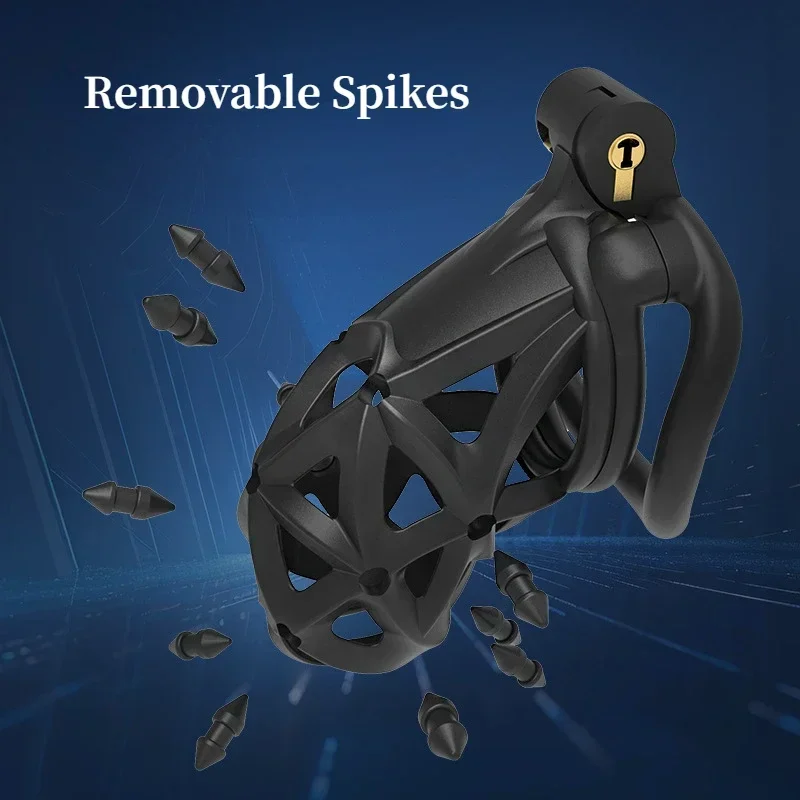 New Male Chastity Restraint with Double Headed Soft Spikes Breathable CB Lock Lightweight Cock Cage BDSM Adult Play 18+