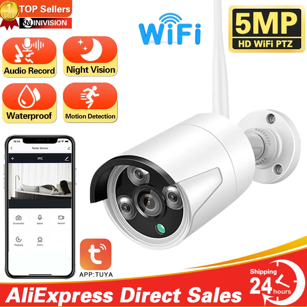 

5MP Wifi Camera IP Outdoor Ai Human Detect Audio HD IP Camera Infrared Night Vision Security CCTV Camera P2P Tuya Smart Life