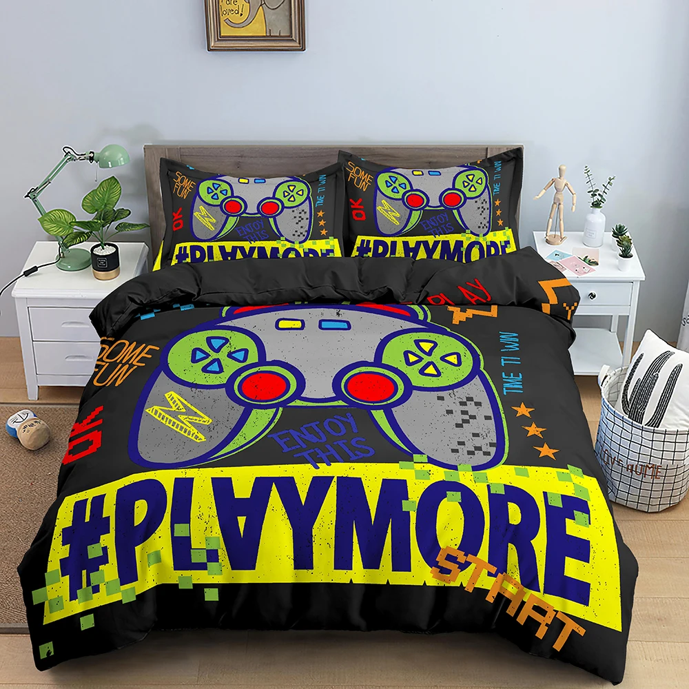 Gamepad Polyester Duvet Cover Set Colourful Button King Play Gamer Bedding Set Kid Teen Man Video Game for Child Game Room Decor 4