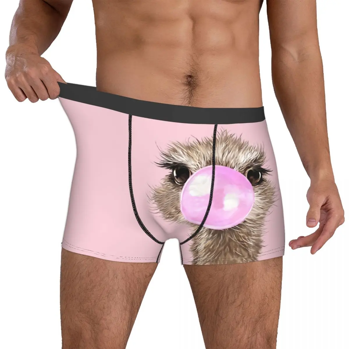 Sneaky Ostrich Bubble Gum Man's Boxer Briefs Underwear Animal Highly Breathable High Quality Sexy Shorts Gift Idea 4