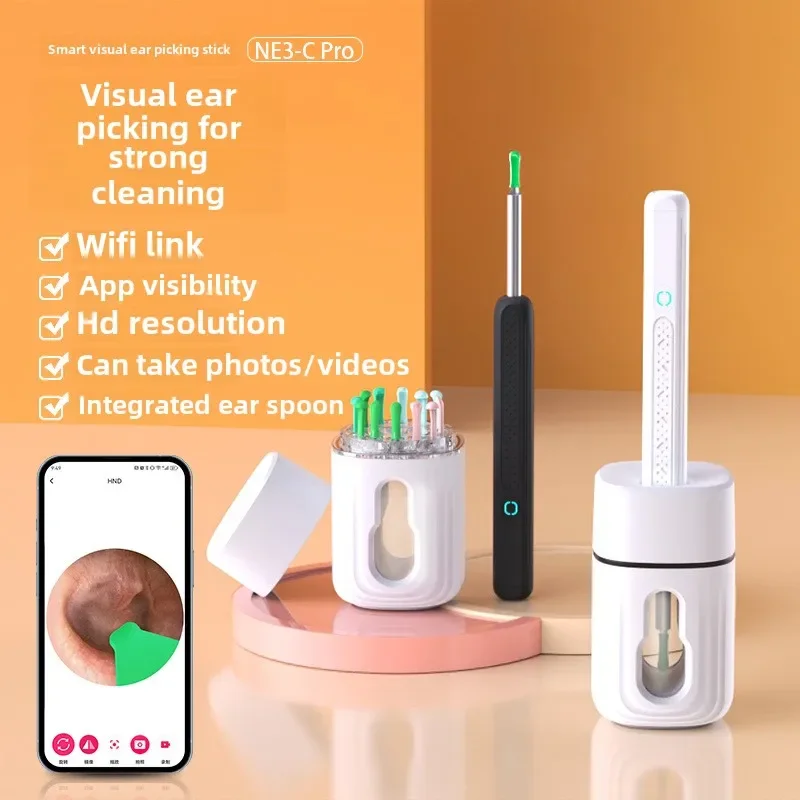 Smart Visual Ear Cleaner with Camera 1296P Ear Sticks USB C Charging Ear Wax Removal Tool WIFI Connection 6 LED Lights Earpick 4