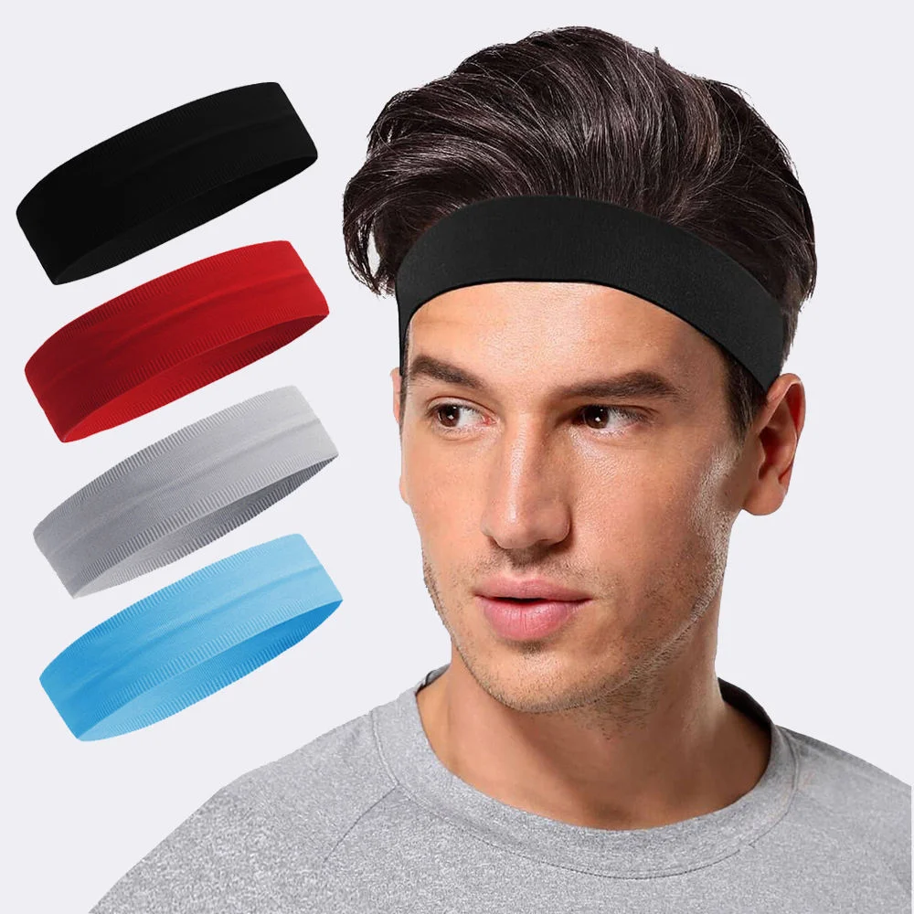 Mens Sports Headband Sweatband Anti-slip Stretch Elastic Outdoor Sport Sweat Headband Women Gym Running Tennis Headwrap fire salamanders socks tennis anti slip men socks women s