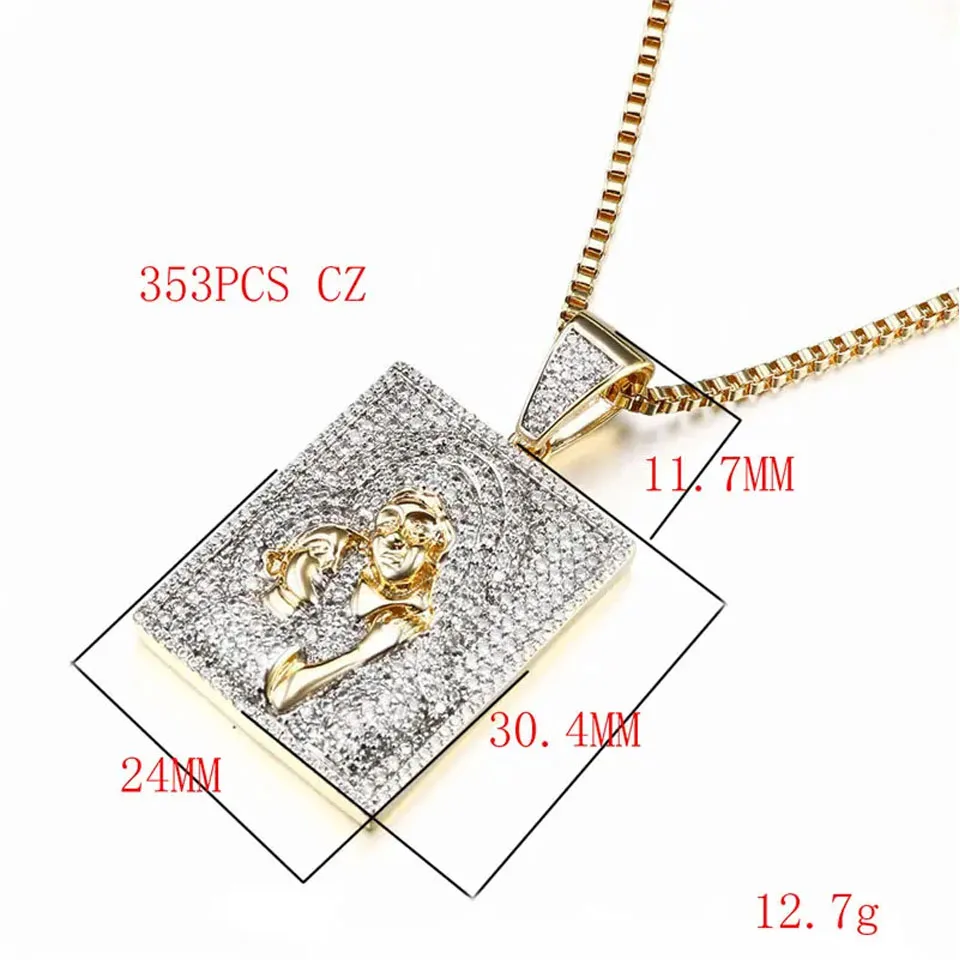 VANAXIN Punk Mom And Kid Iced Out Paved AAA Full Cubic Zirconia Pendant Necklace For Men Hip Hop Silver Color  Jewelry 3