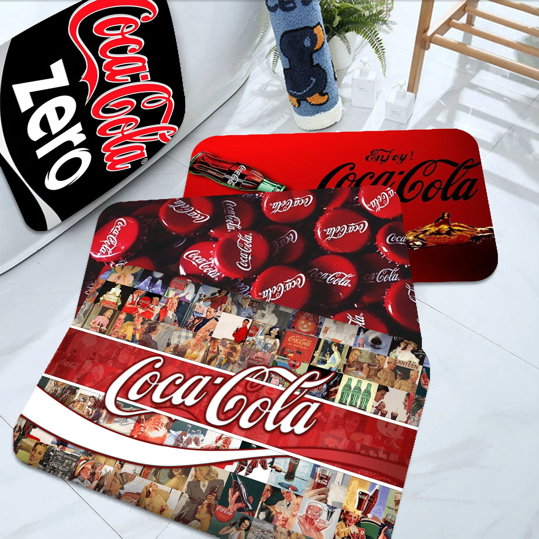 C-Coca-cola Floor Mat Floor Mat Nordic Style Home Doormat Bathroom-Toilet Mats Bedroom Hotel Decor Mat
