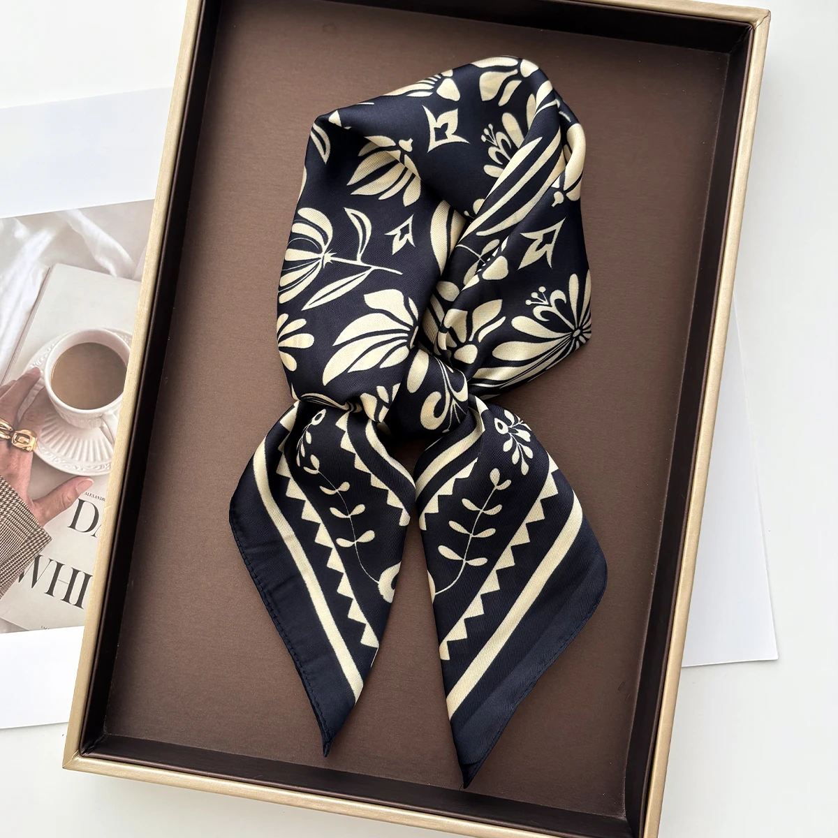 Women Scarf Silk Imitation Satin Scarves Retro Paisley Neckerchief Foulard Square Hairbands Female Scarves Shawls Wraps