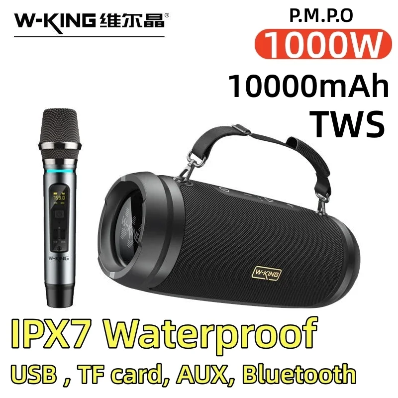 

W-King 60W High-power Wireless Bluetooth Speaker Square Dance Portable Outdoor Sound System Karaoke Subwoofer 10000mAh TWS/TF