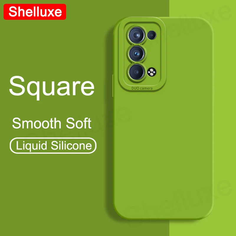 Premium Shelluxe Liquid Silicone Shockproof Phone Case - Square Design, Soft Touch, Enhanced Protection
