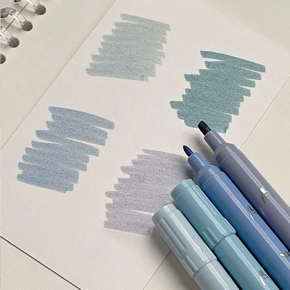 4Pcs/Set Gradient Double Head Fluorescent Highlighter Pen Markers Pastel Drawing Pen for School Office Supplies Cute Stationery