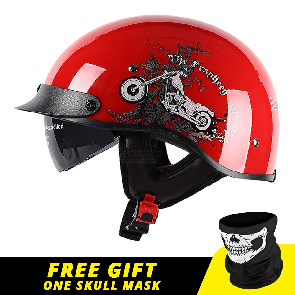 

Мотоциклетный шлем в стиле ретро, винтажный велосипедный шлем для скутера, с закрытым солнцезащитным козырьком
