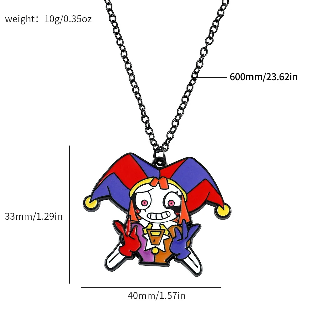 Amazing Digital Circus Cartoon Pendant Necklace: Creative Alloy Fashion Jewelry with Enamel Detailing