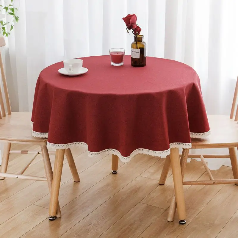

Red jacquard geometric tablecloth tassel round table tea table tablecloth dining table decoration wedding banquet tablecover