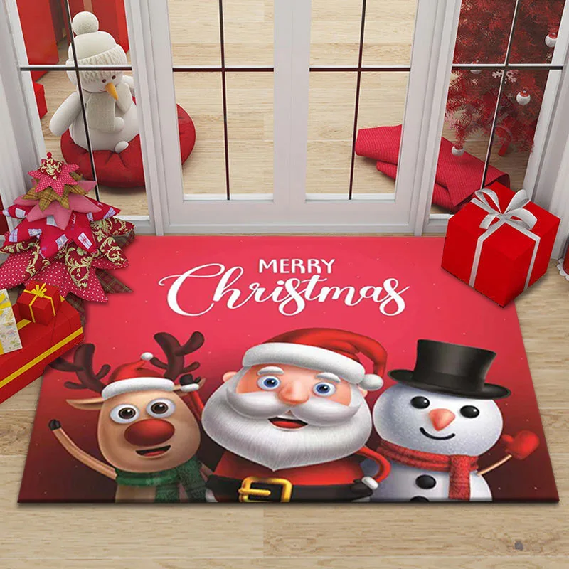 Merry Christmas Santa Claus Home Entrance Decoration Carpet Door Mat Non-Slip Hallway Bedroom Bathroom Mat Living Room Rugs floor mat