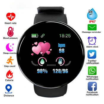 Nuovo Astuto Della Vigilanza Delle Donne Degli Uomini Braccialetto Intelligente LED D18 Smartwatch Impermeabile Smart Touch Screen Braccialetto reloj Inteligente 2022 hombre