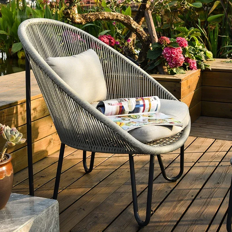 Outdoor Garden Chairs Balcony Small Table and Chair Set Lazy Sofa Chair Modern Courtyard Homestay Single Garden Furniture