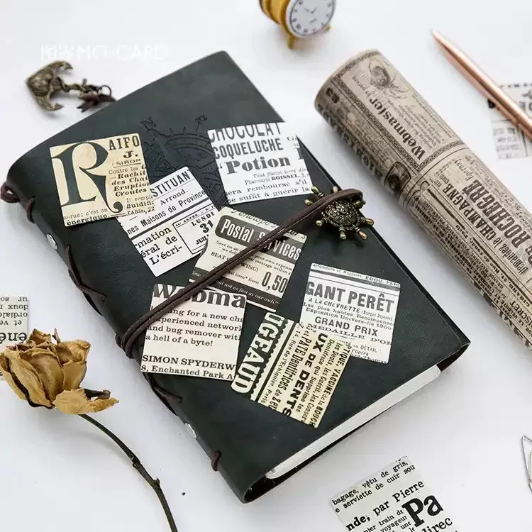 Nostalgic Newspaper Decorative Sticker Set - 45pcs for Scrapbooking, DIY Albums, and Journals