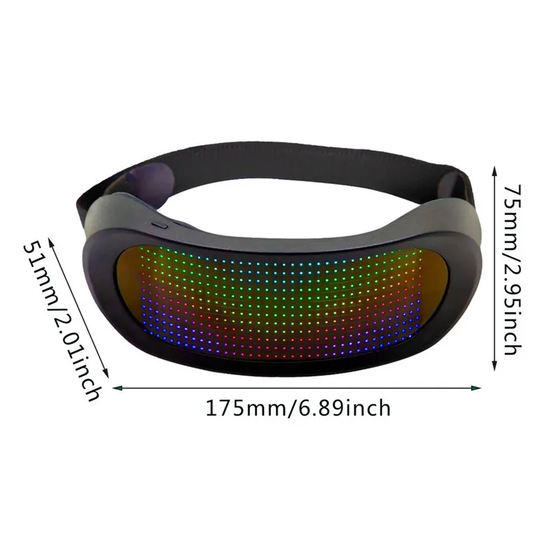 RGB LED 발광 안경 아이 패치, 블루투스 앱 제어, 빠른 플래시 소품, 할로윈 축제 KTV 바 파티용