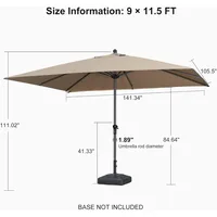 Patio Market Umbrella Outdoor Table Sun Umbrellas with Crank 8 Aluminum Sturdy Ribs for Pool Deck Backyard 9' X 11.5' 2