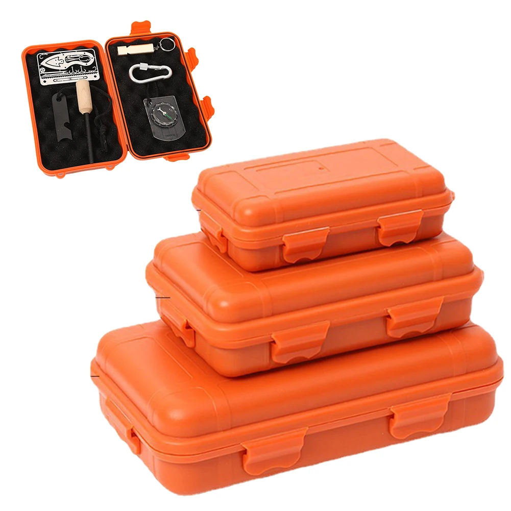 Outdoor Plastic Waterproof Sealed Survival Box Container Camping Outdoor Travel Storage Box EDC Tools Storage Container Case