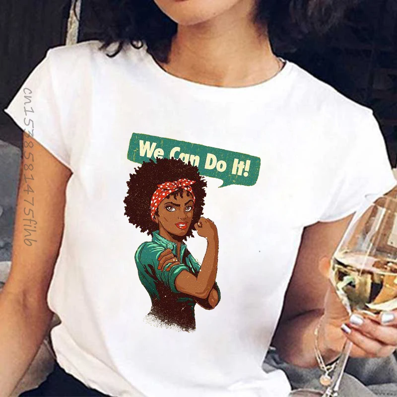 

Premium Summer Tops For Women Harajuku Melanin Black Girl Print T Shirt Funny Graphic Printed Tshirt Fashion Female T-Shirt Tops