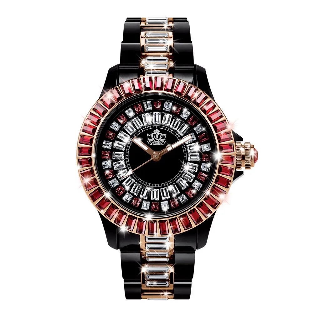 Fashion Elegant Girl Watches Watch Red Rose Gold Fashion Women's Rhinestone Quartz Movement Watch