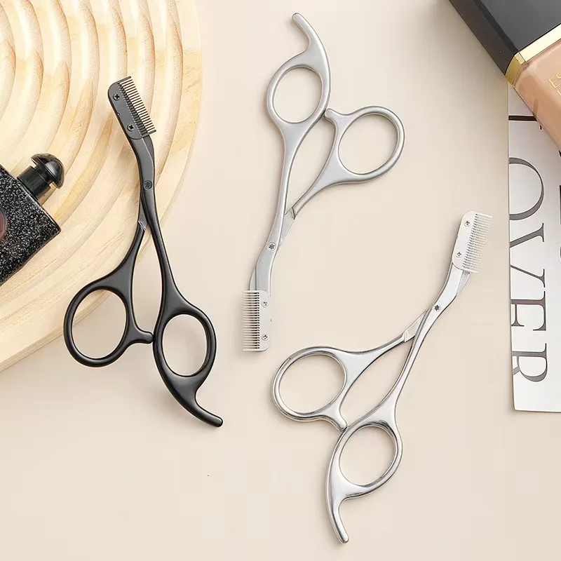 Eyebrow Scissors For Men And Women Makeup Tools One Metal Texture With Comb Eyebrow Razor Beauty Scissors Stainless Steel BEST SELLERS