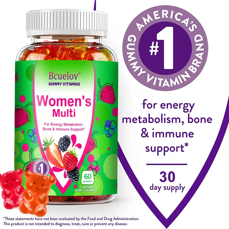 

Women's Multivitamin Gummies - (Vitamin C, A, D, E, B6, B12) for Energy Metabolism, Bone and Immunity, Non-GMO
