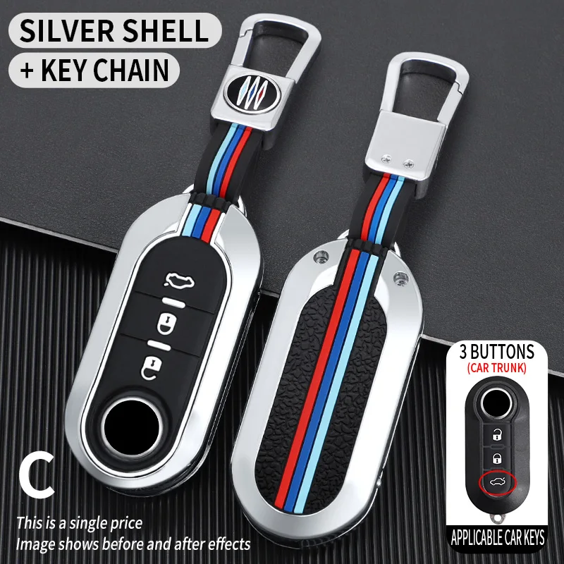 Custodia per chiave auto in lega di zinco Shell Fob per FIAT 500 Ducato panda Punto 500L lancia musa per Citroen jumper per Peugeot Boxer - S710ab0cfdc1a42e3b28e11ae12ffb813f