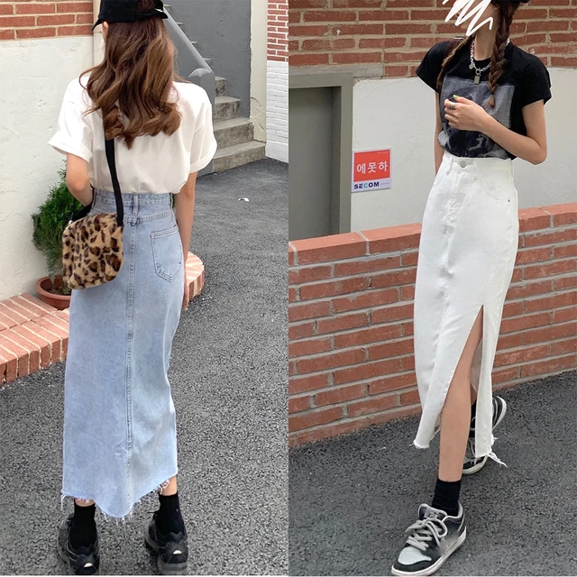 Saia de Brim Branca Casual Coreana: O Estilista Must-Have para o Verão 6 Saia de Brim Branca Casual Coreana