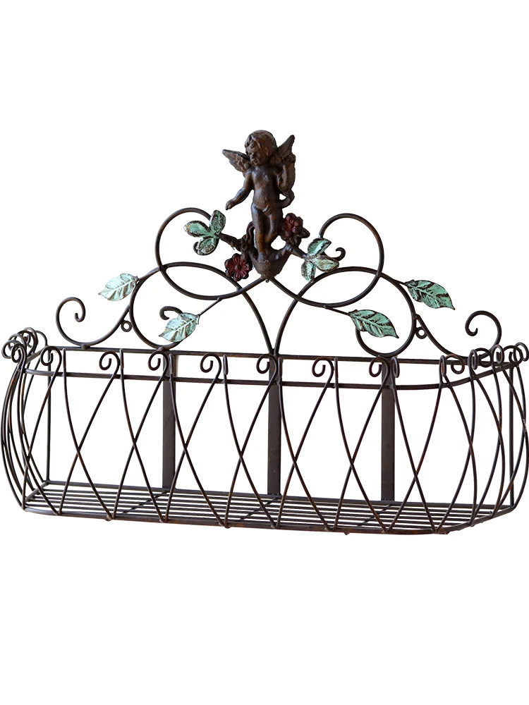 

Versatile Angel Retro Iron Art Wall Decoration Shelving Flower Pot Garden Tools Holder