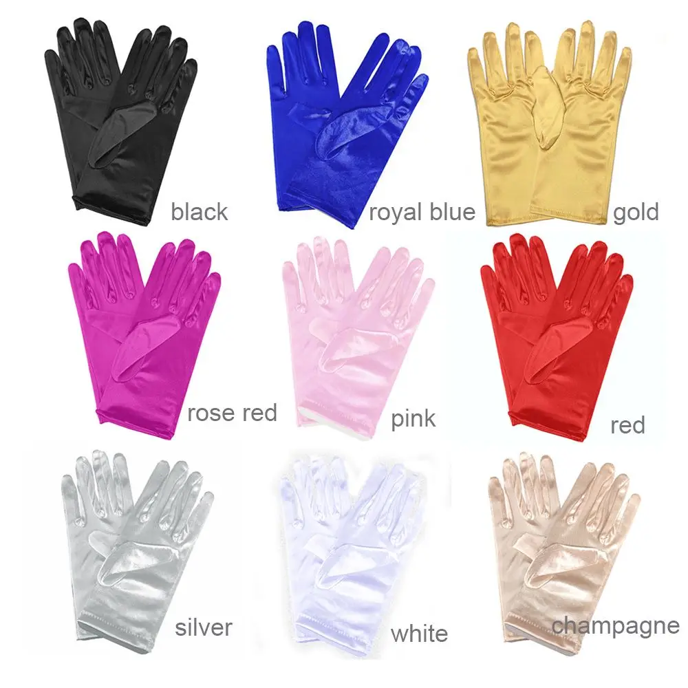 Elegant Stretch Satin Sunscreen Bridal Role Play Accessories Finger Gloves Wedding Gloves Wrist Stretch Satin