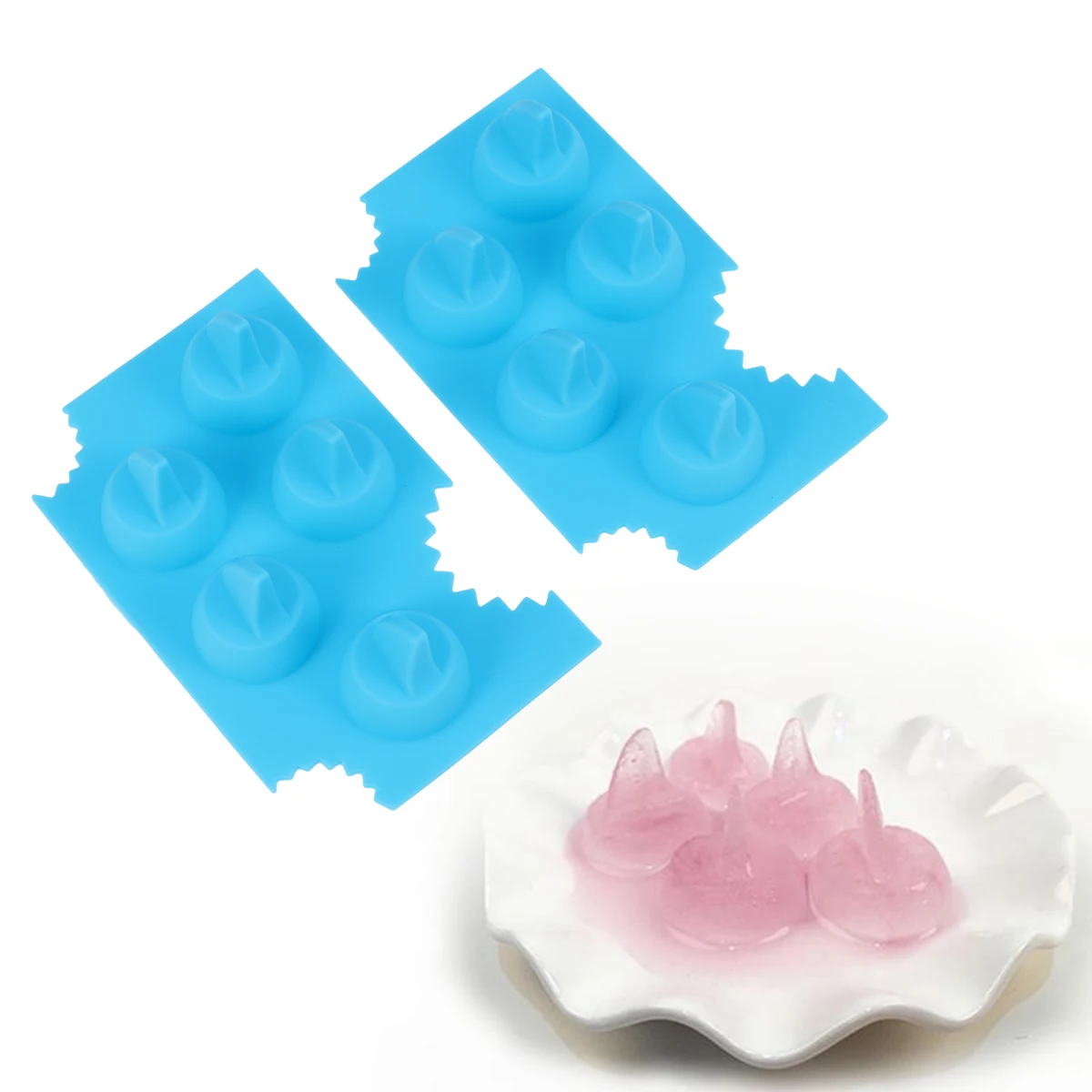 Silicone Shark Fin Ice Cube Tray DIY Ice Making Mold Creative Kitchen Accessories (Blue)
