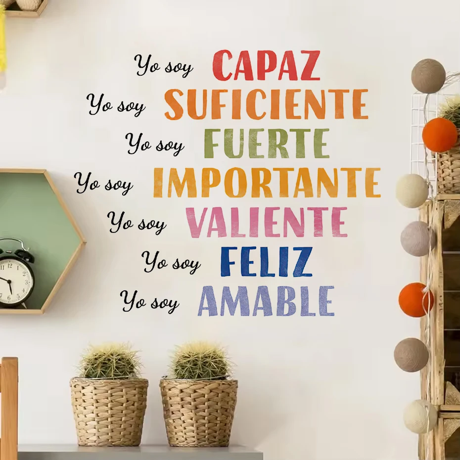 Spanish Yo Soy Rainbow Stars Sun Watercolor Wall Sticker Nursery Child Room Wall Art Decal Kids Room Bedroom Living Home Decor 5