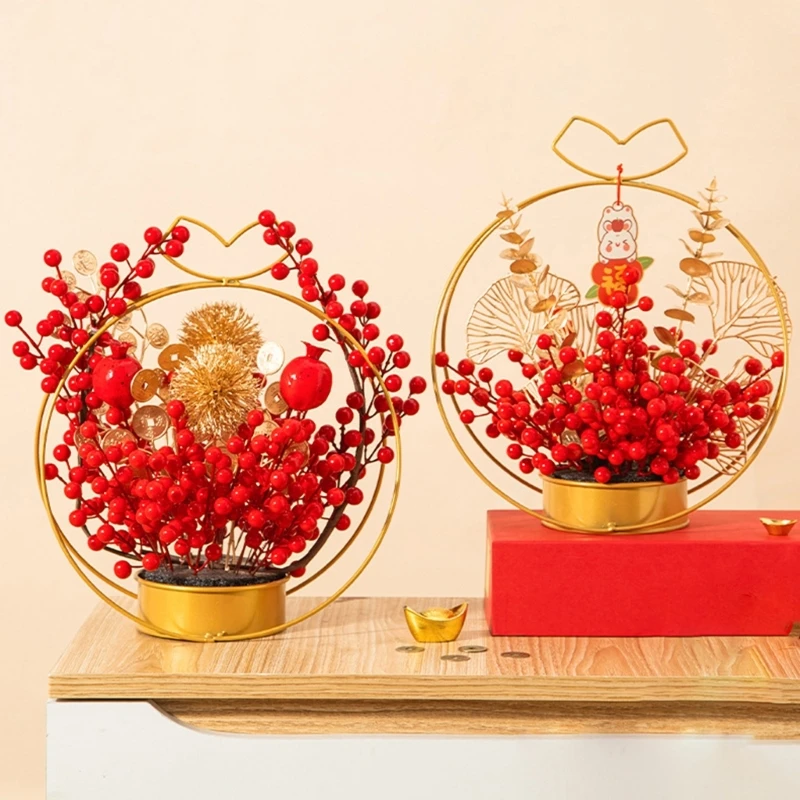 

Flower Basket Pendant Festive Blessing Ornament With Chinese Character Perfect For 2024 New Year Home Decorations