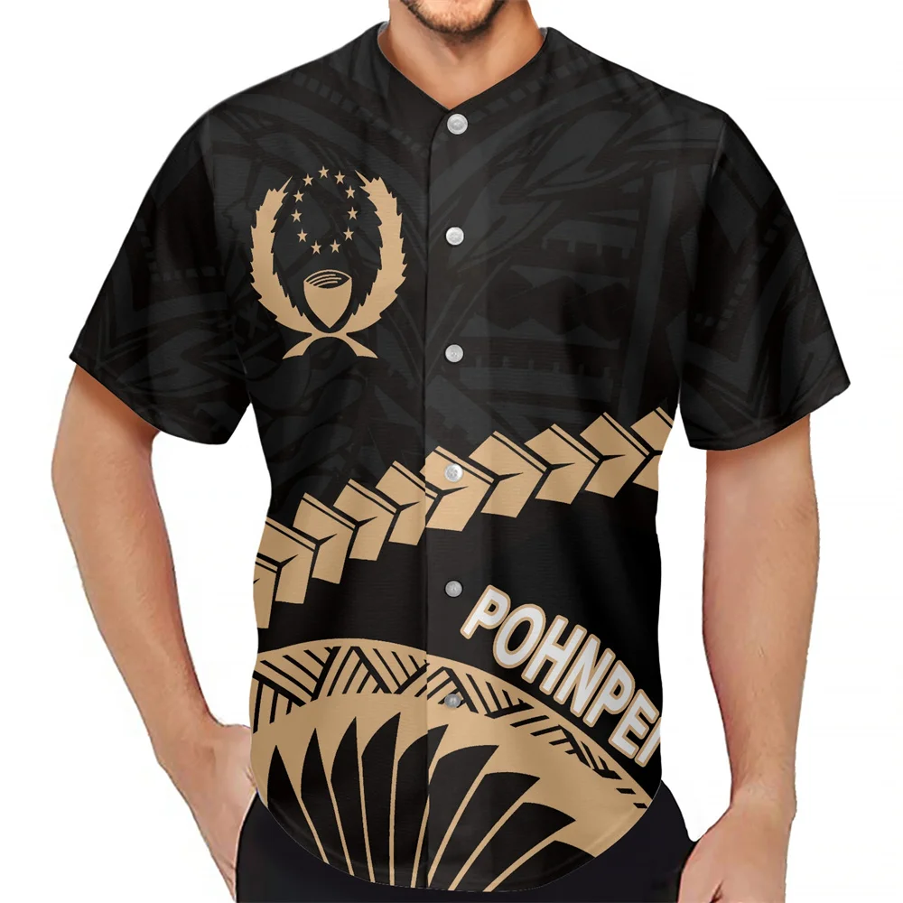 

Футболка мужская с сублимационным принтом, дышащая рубашка с короткими рукавами, на пуговицах, полинезийский этнический принт Самоа, остров понпей, лето