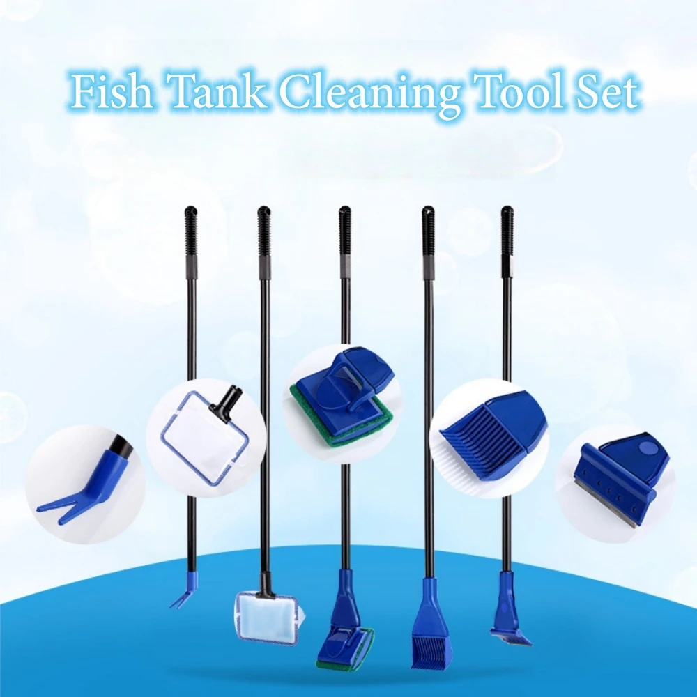 6in 1 Aquarium Cleaning Tools Retractable Aquarium Tank Clean Set