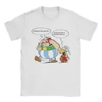 Men's T-Shirts Asterixes Speach Bubbles 100% Cotton Obelixes Tees Short Sleeve Cartoon T Shirts Round Collar Clothing Plus Size