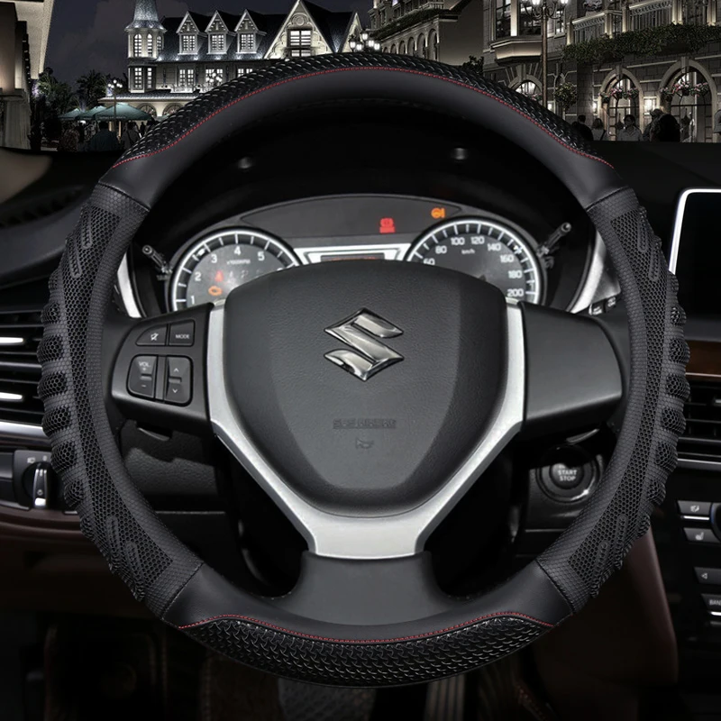 

Из искусственной кожи чехол на Автомобильный руль 38 см для Suzuki Swift 2011-2016 Vitara 2015-2019 Celerio 2015-2019 SX4 S-CROSS 2013-2019