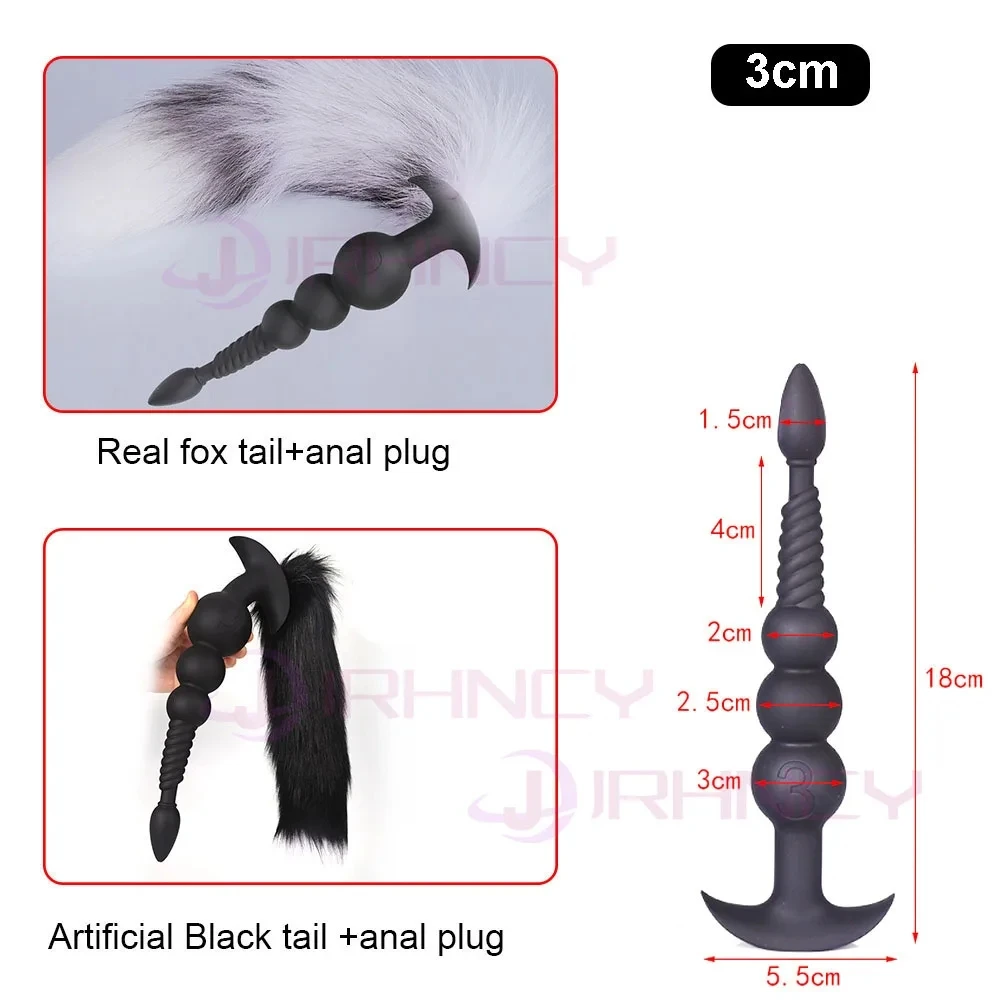 18+ Anal Plug with Tail Long Butt Plug Soft Liquid Silicone Huge Anal Plug Cosplay Sex Toys For Couple Adult Games Buttplug