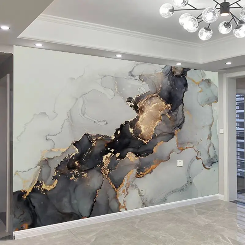 Papel de Parede Personalizado Abstrato Padrão de Pedra Plano Fundo da Parede Esmeralda Verde Cinza Fumaça Mármore Mural Decoração para Casa 3d
