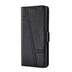 Elegant Leather Flip Cover Protective Case for MOTO G04 (Black)