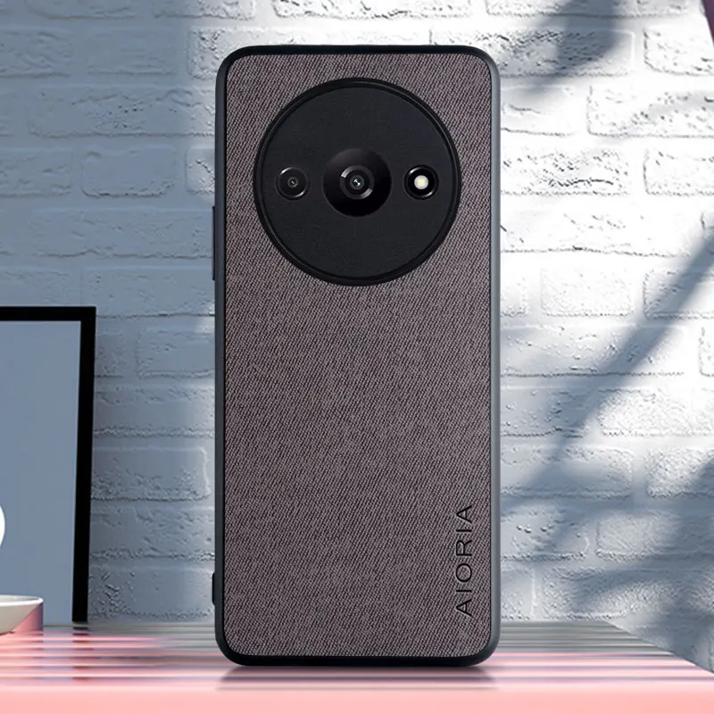 Textile Leather Case for Xiaomi Redmi A3 TPU with Hard PC 3in1 material protection cover 2