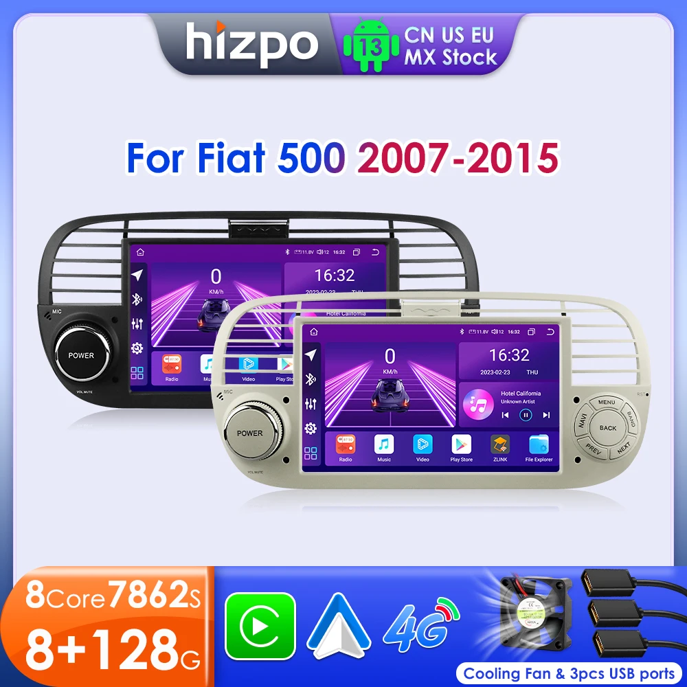 Autoradio Android Pour Fiat 500 2007-2015 Avec Dab+ Radio Wireless