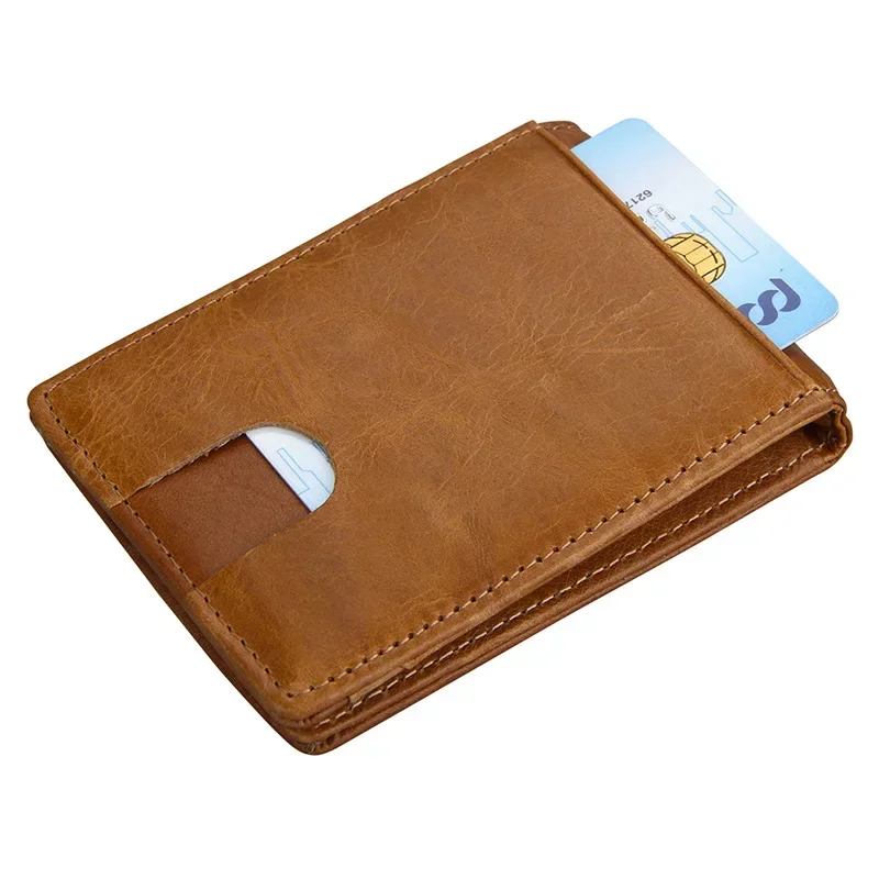 Fashion New Genuine Leather Men Money Clips Male Retro Credit Cards Pack Cowhide Cash Dollar Holder Multi-function Card Set