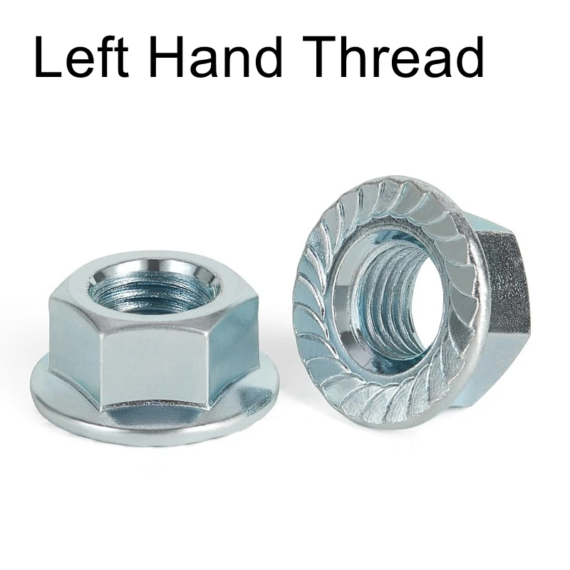 Rosca da Mão Esquerda Hex Porca de Flange m4 m5 m6 m8 M10 M12 Zinco Aço Carbono Chapeado Porca de Bloqueio Din6923