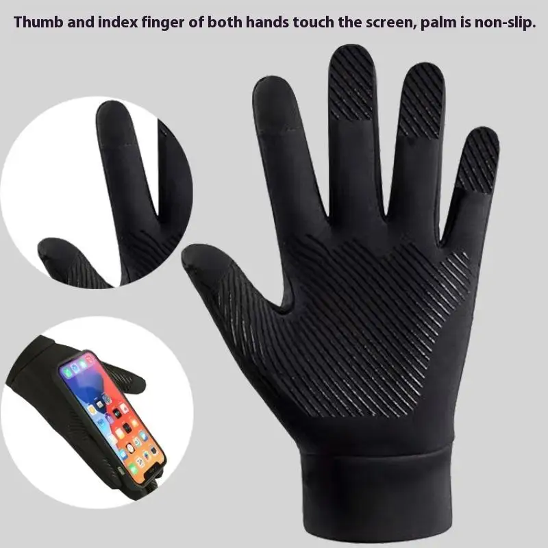 1pair New Winter Outdoor Cycling Gloves Gym Fitness Sports Running Warm Touch Screen Nonslip Gloves Motorcycle Gloves Men Black